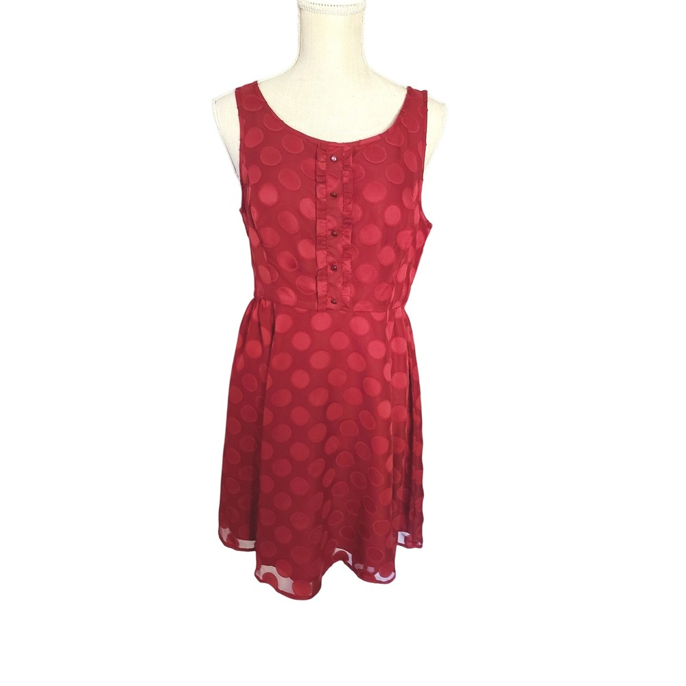 Disney LC Lauren Conrad Dress Womens 8 Red Polka Dot Minnie Mouse Ruffle Retro